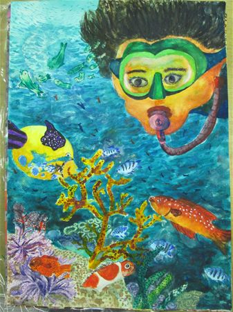 放大圖：此作品獲得新北市南區美展繪畫類第一名